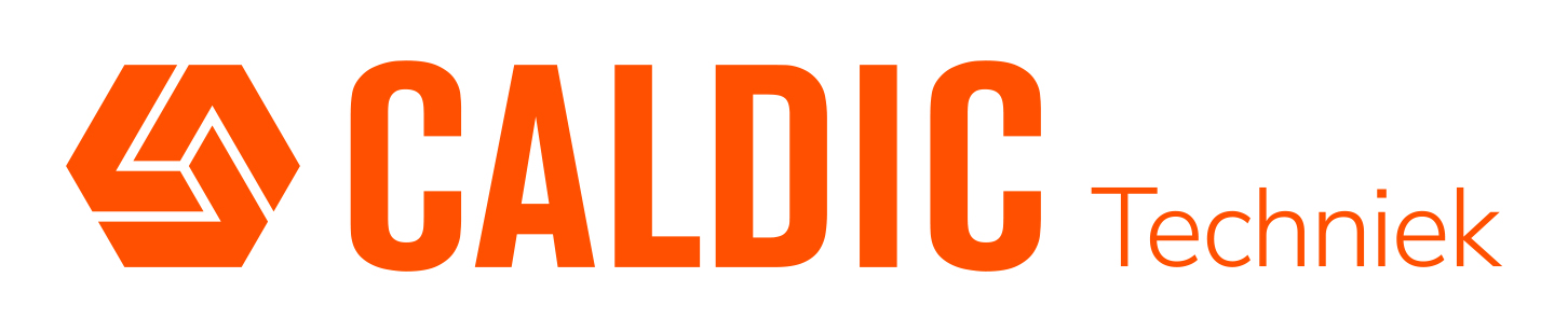 Logo Caldic Techniek, oranje benzeenring met woorden Caldic Techniek